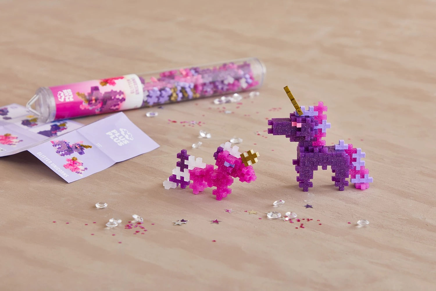 PLUS PLUS - Kreativ Bausteine 100 Stück Glitzer Einhorn