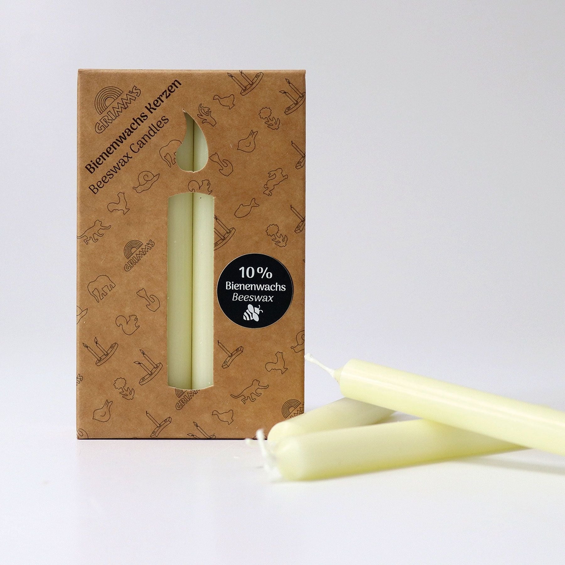 GRIMM'S - Bienenwachskerzen creme 12 Stk.