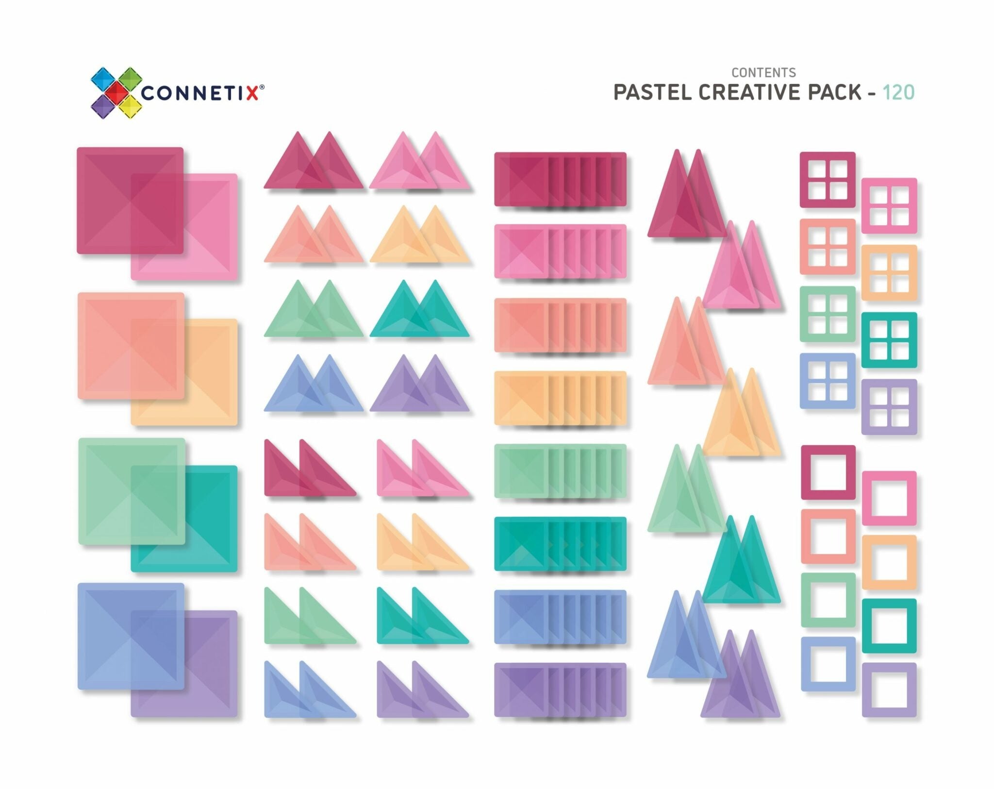 connetix - Magnetbausteine Pastel Creative Pack 120-tlg.