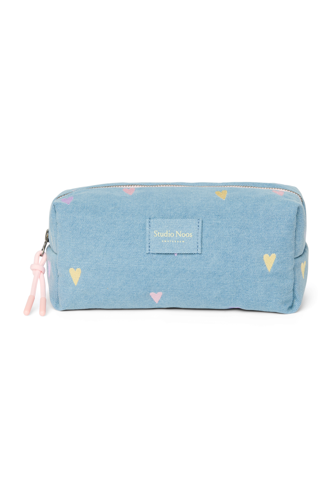 Studio Noos - Kulturbeutel Denim Light Blue Hearts