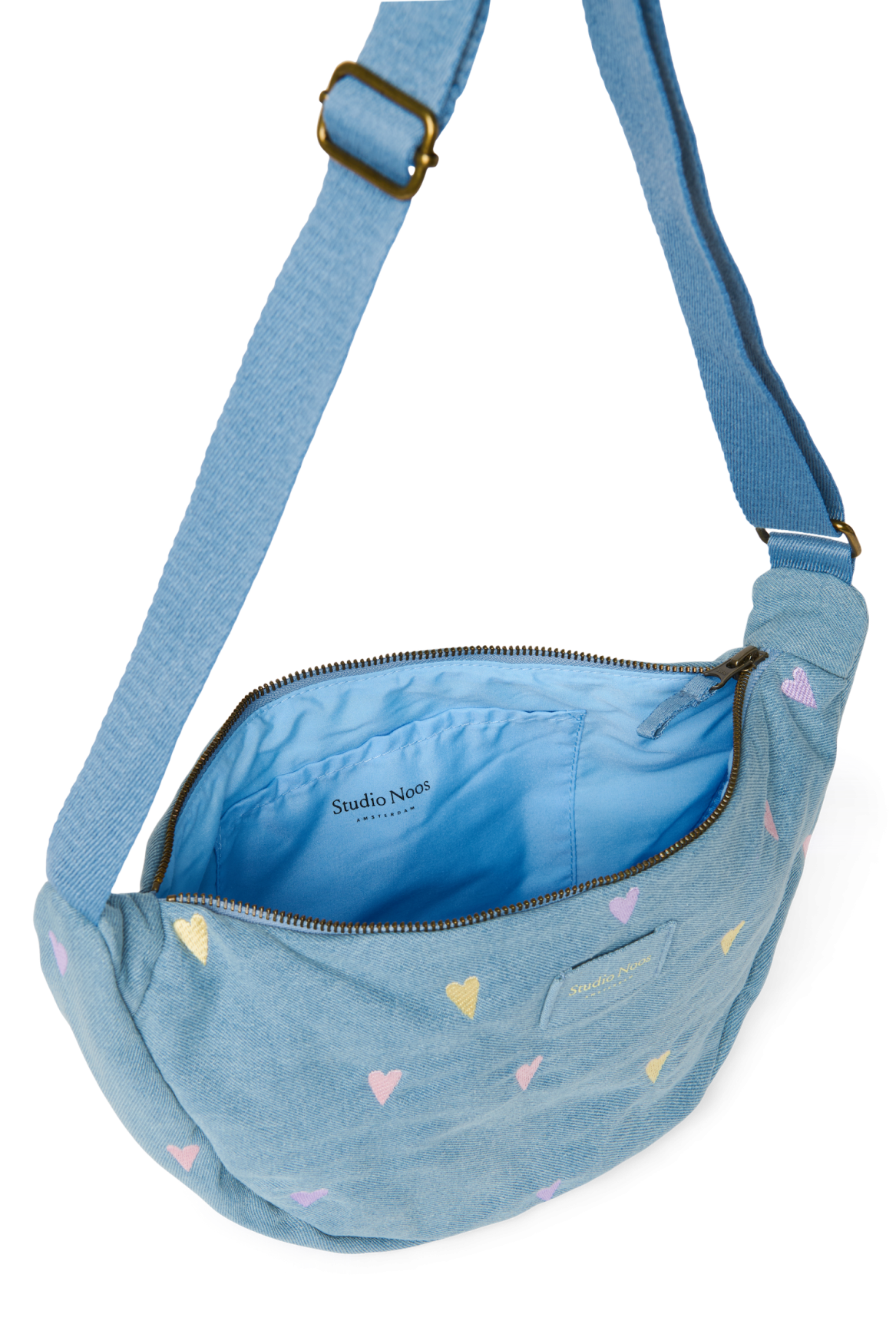 Studio Noos - Tasche Fanny Pack Denim Light Blue Hearts