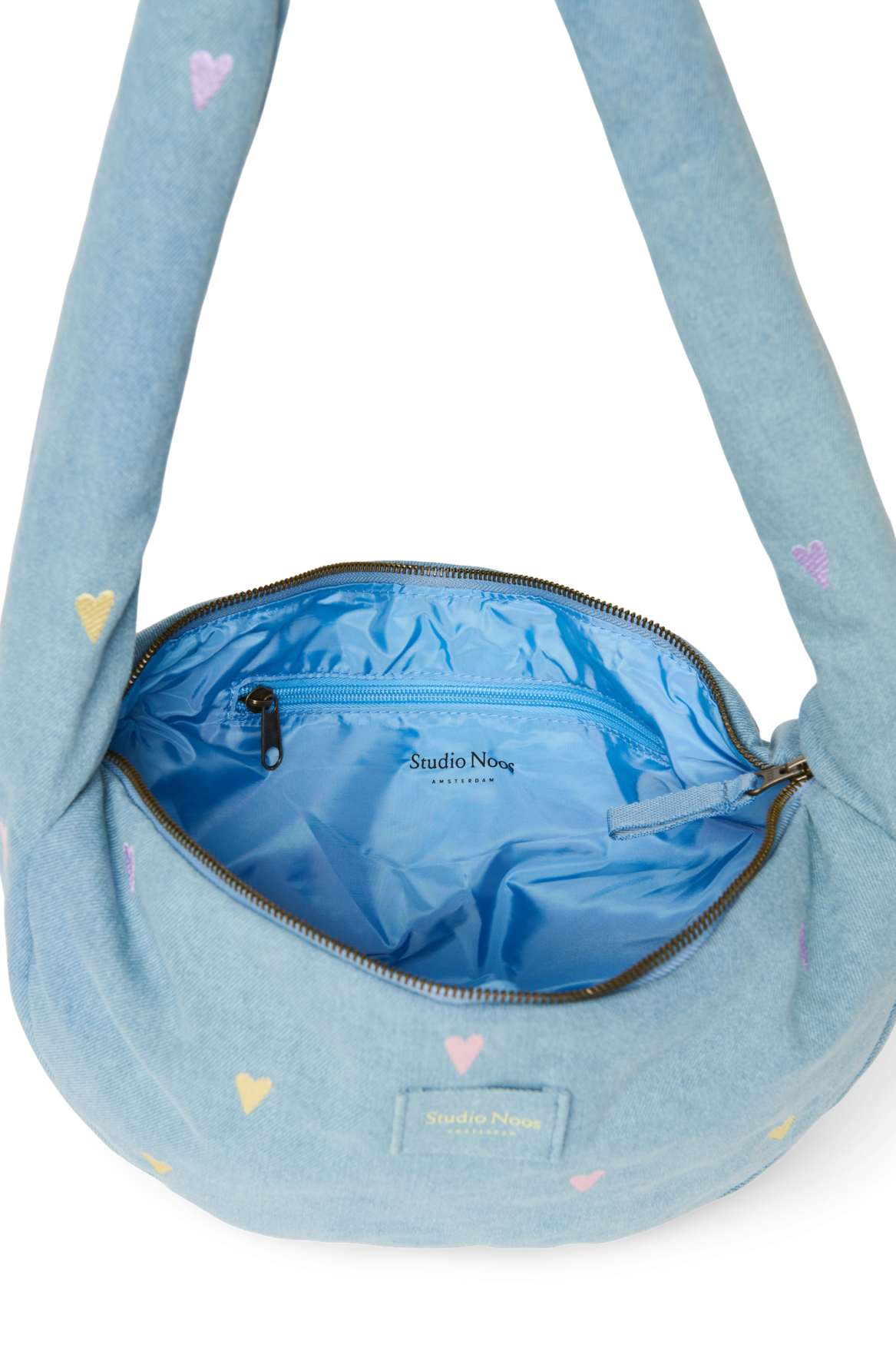 Studio Noos - Mini Cross Body Tasche Denim Light Blue Hearts