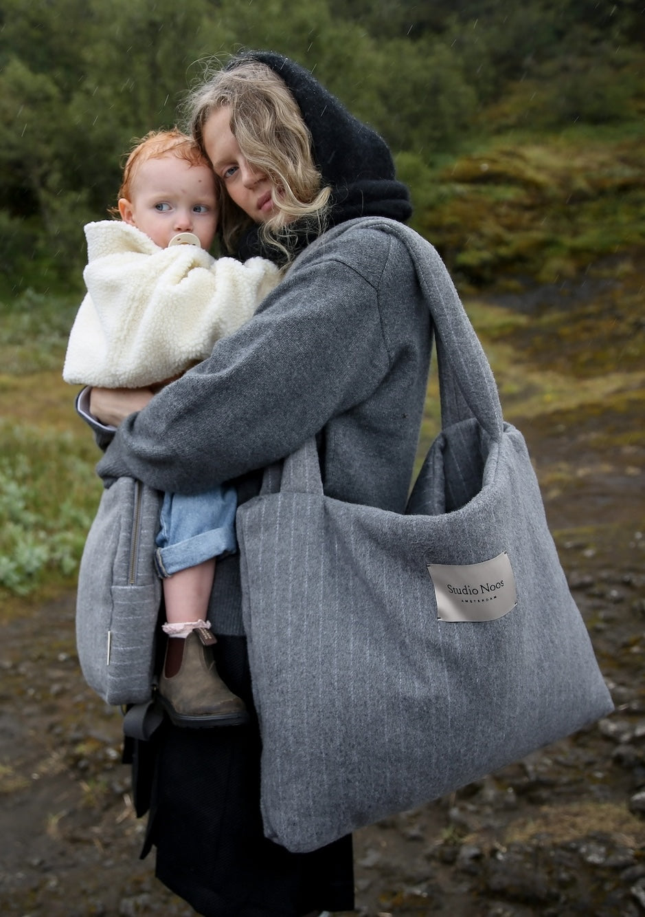 Studio Noos - Tasche Flannel Chalkstripe Light Grey