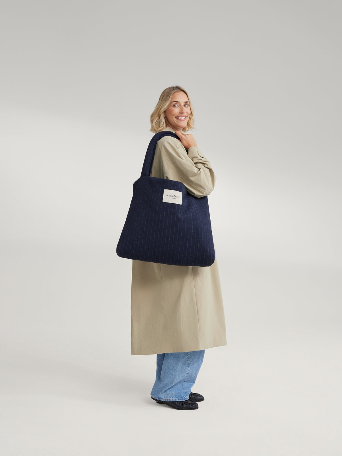 Studio Noos - Tasche Flannel Chalkstripe Dark Blue