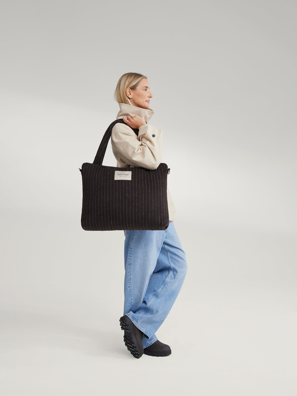 Studio Noos - Wickeltasche Flannel Chalkstripe Brown