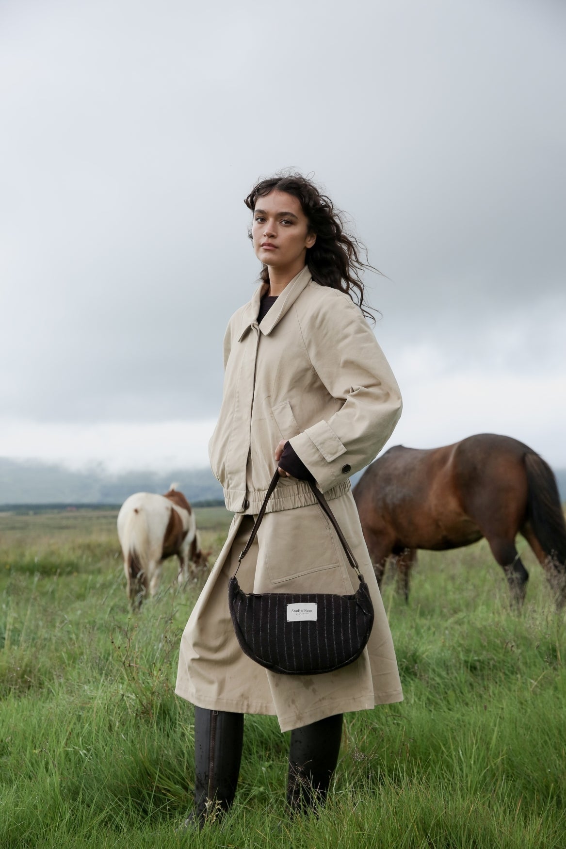 Studio Noos - Tasche Fanny Pack Flannel Chalkstripe Brown