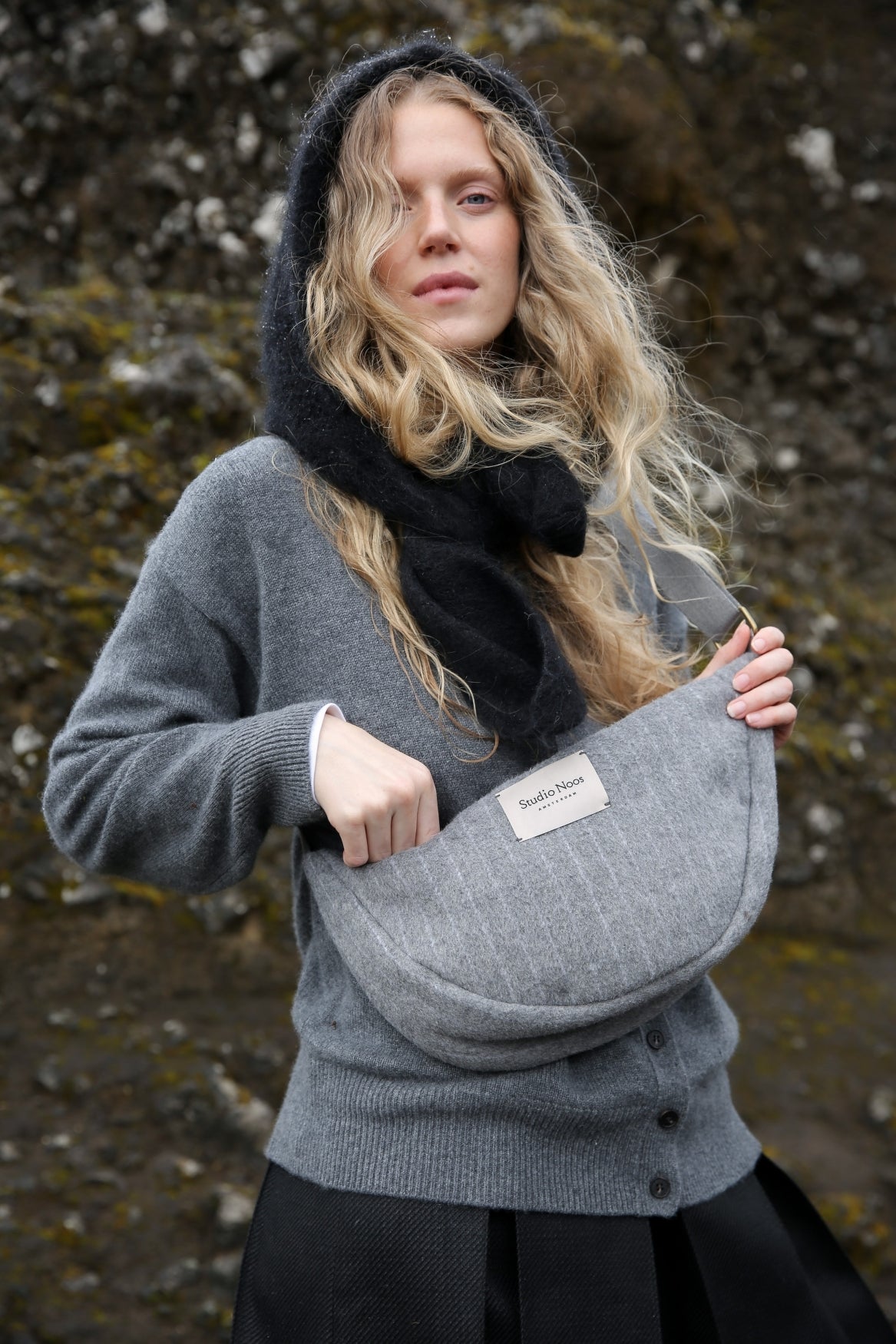 Studio Noos - Tasche Fanny Pack Flannel Chalkstripe Light Grey