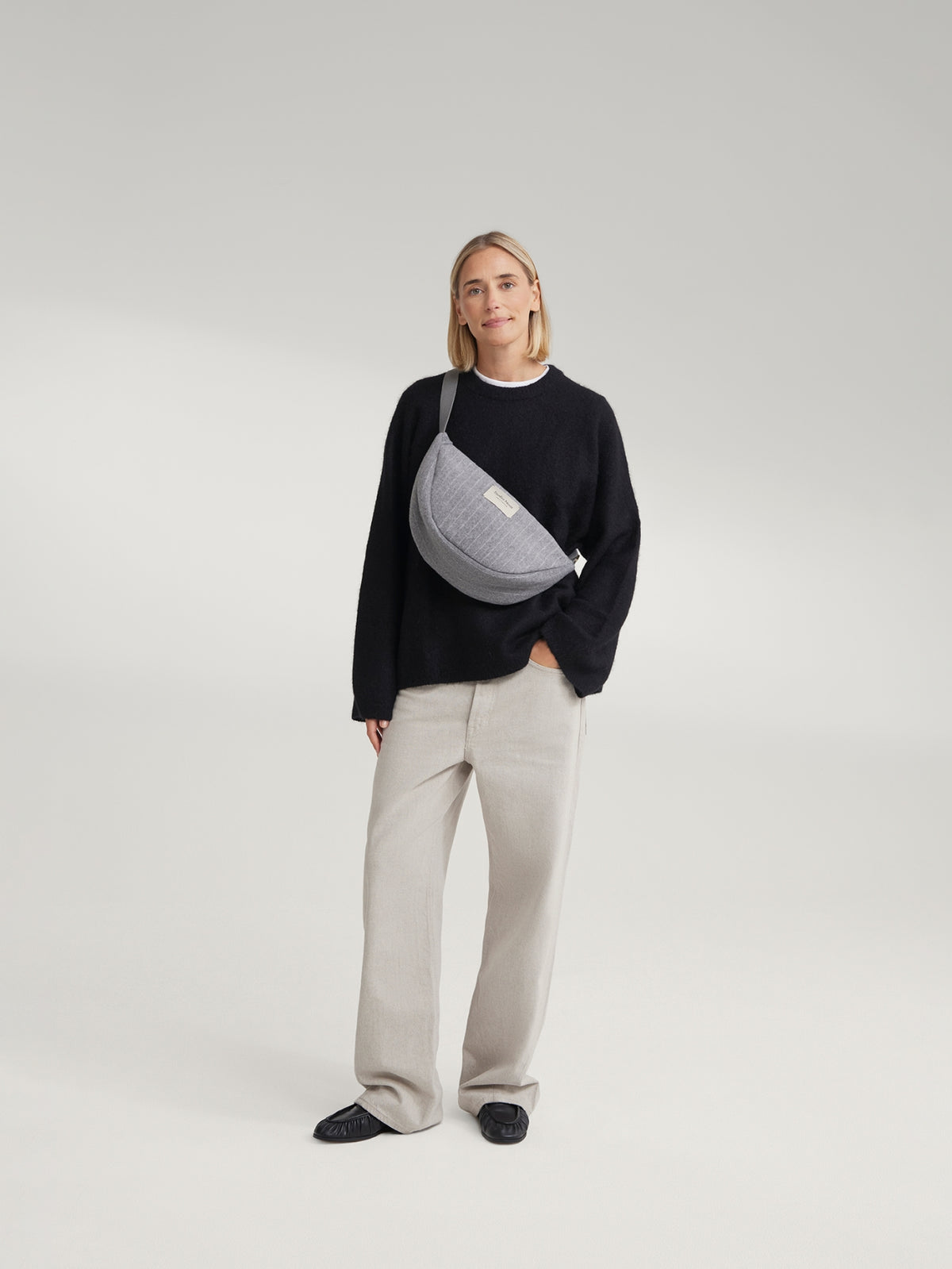 Studio Noos - Tasche Fanny Pack Flannel Chalkstripe Light Grey