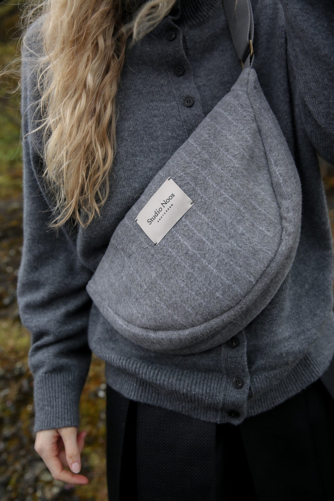 Studio Noos - Tasche Fanny Pack Flannel Chalkstripe Light Grey