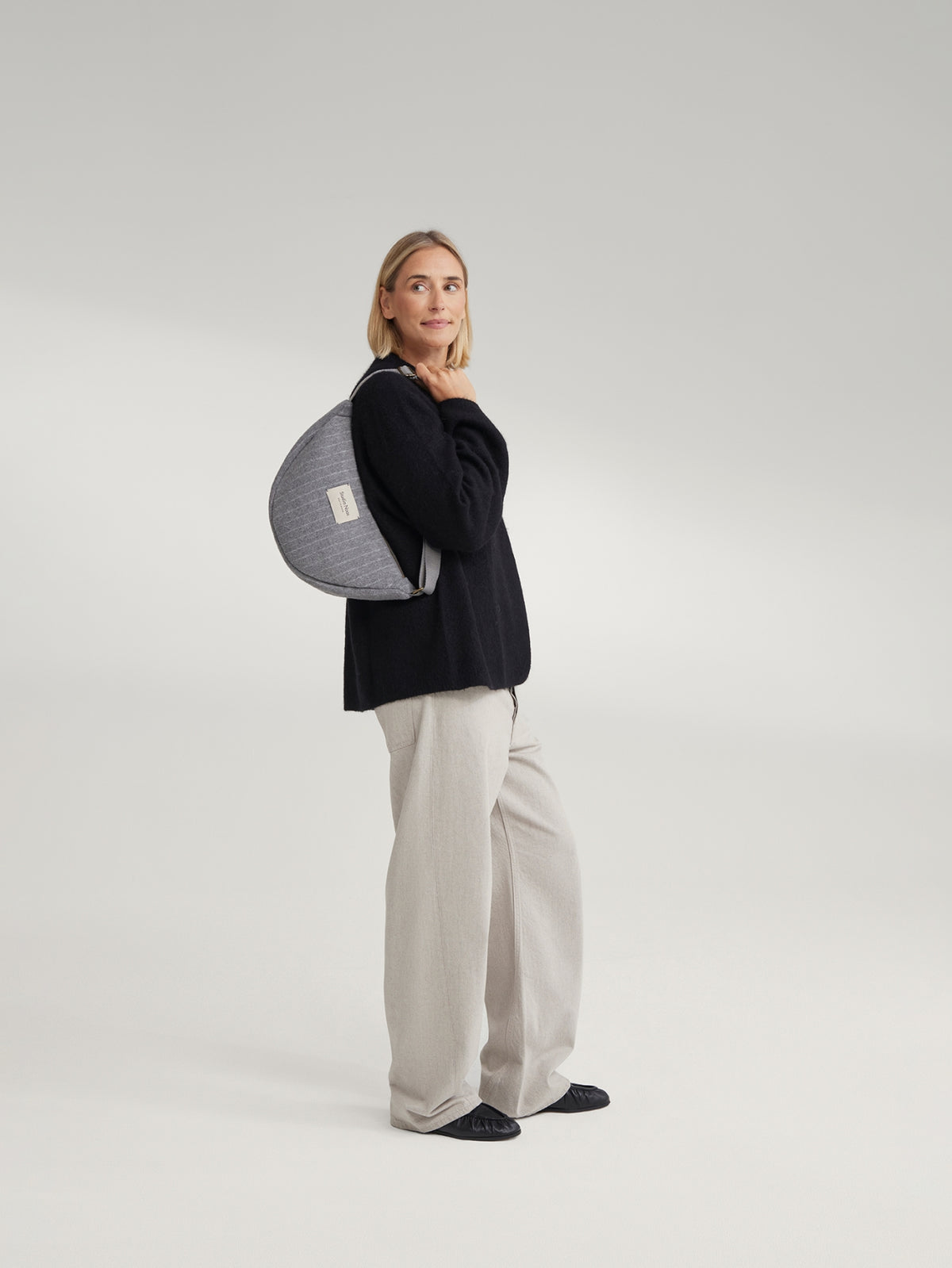 Studio Noos - Tasche Fanny Pack Flannel Chalkstripe Light Grey