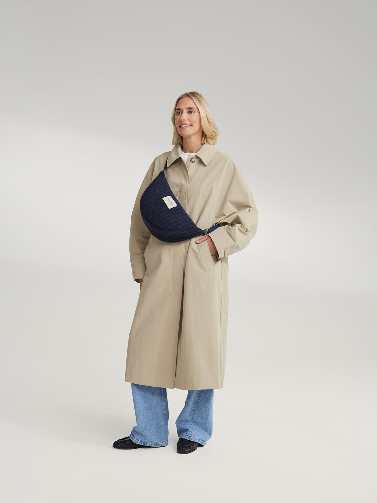 Studio Noos - Tasche Fanny Pack Flannel Chalkstripe Dark Blue
