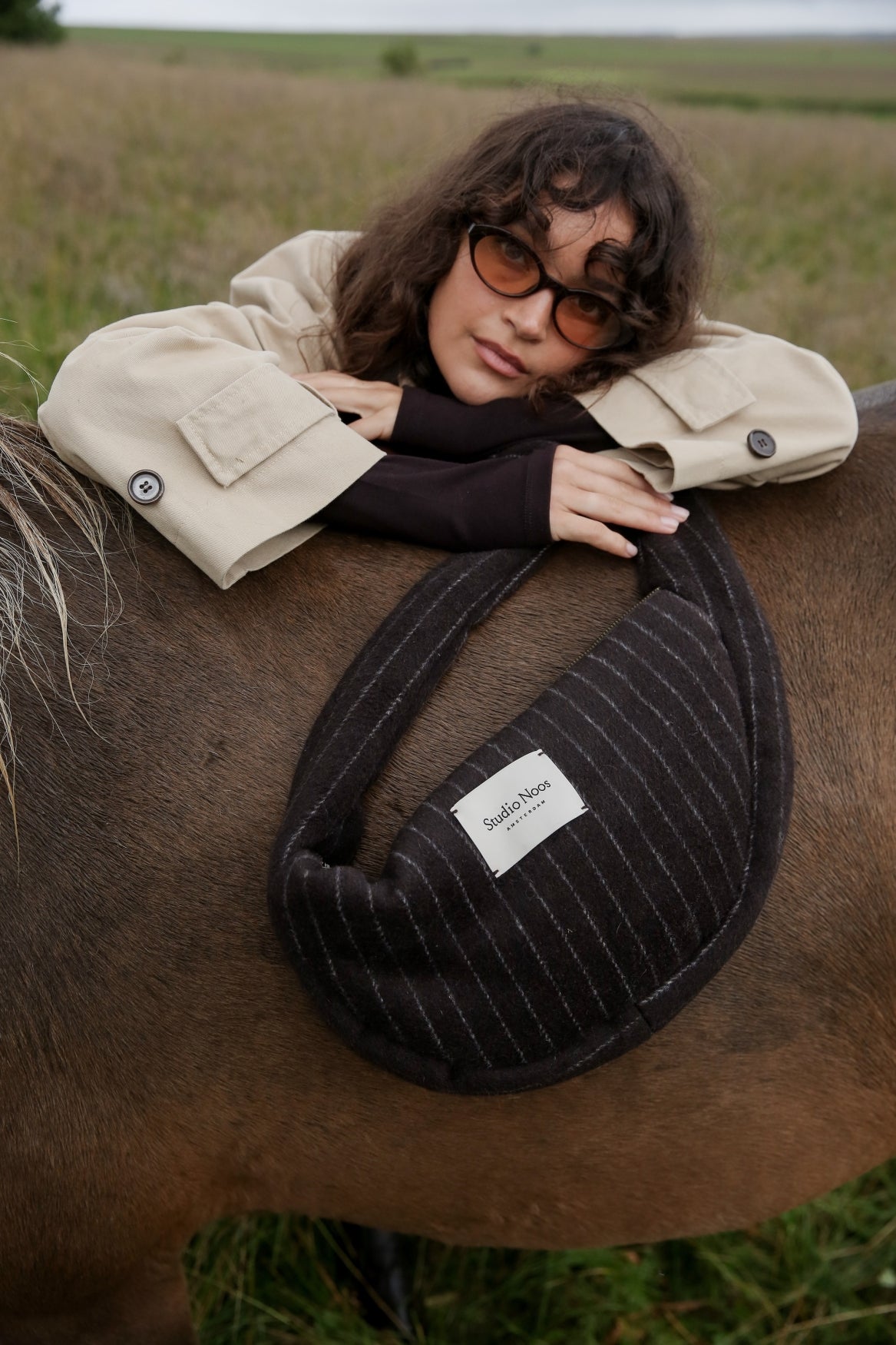 Studio Noos - Mini Cross Body Tasche Flannel Chalkstripe Brown