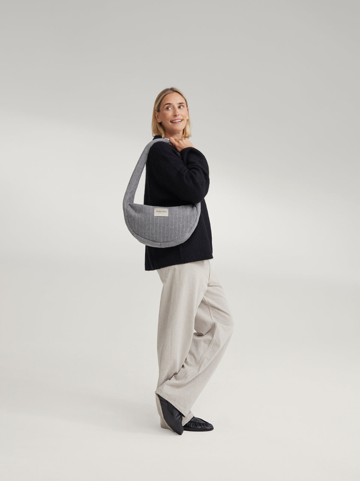 Studio Noos - Mini Cross Body Tasche Flannel Chalkstripe Light Grey