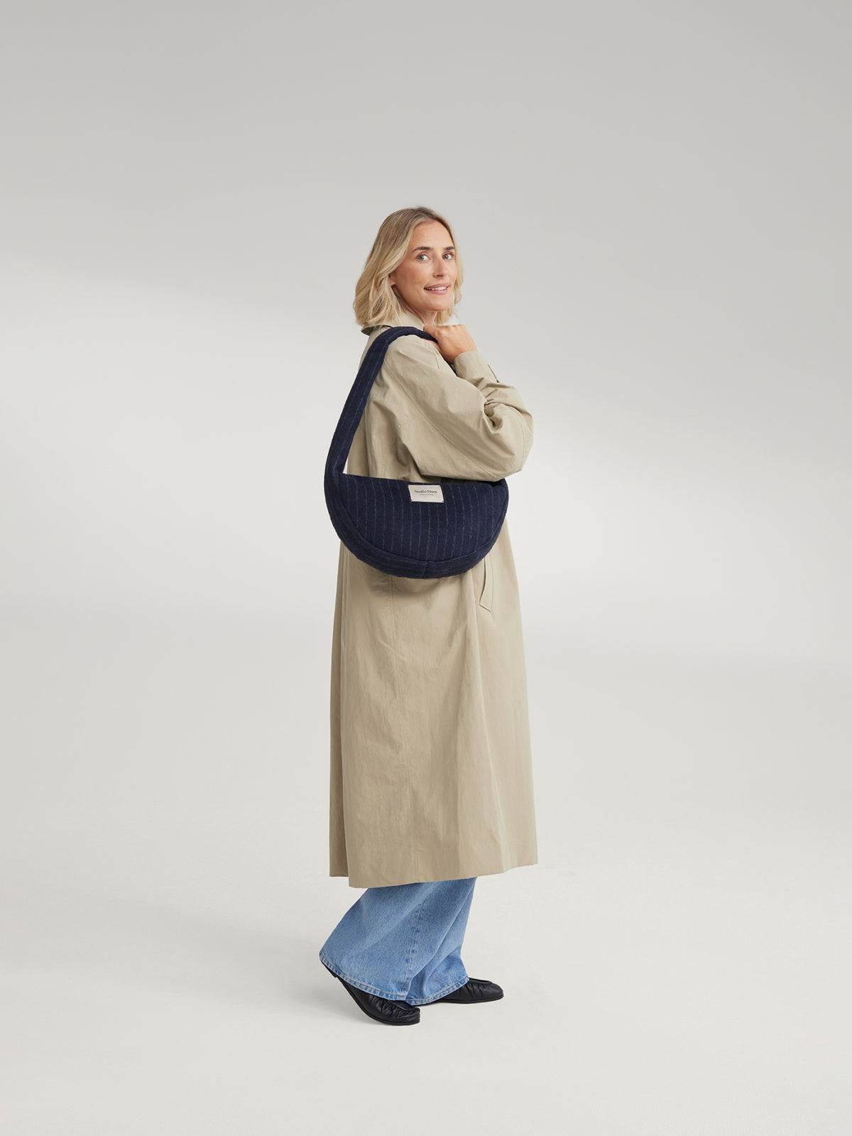 Studio Noos - Mini Cross Body Tasche Flannel Chalkstripe Dark Blue