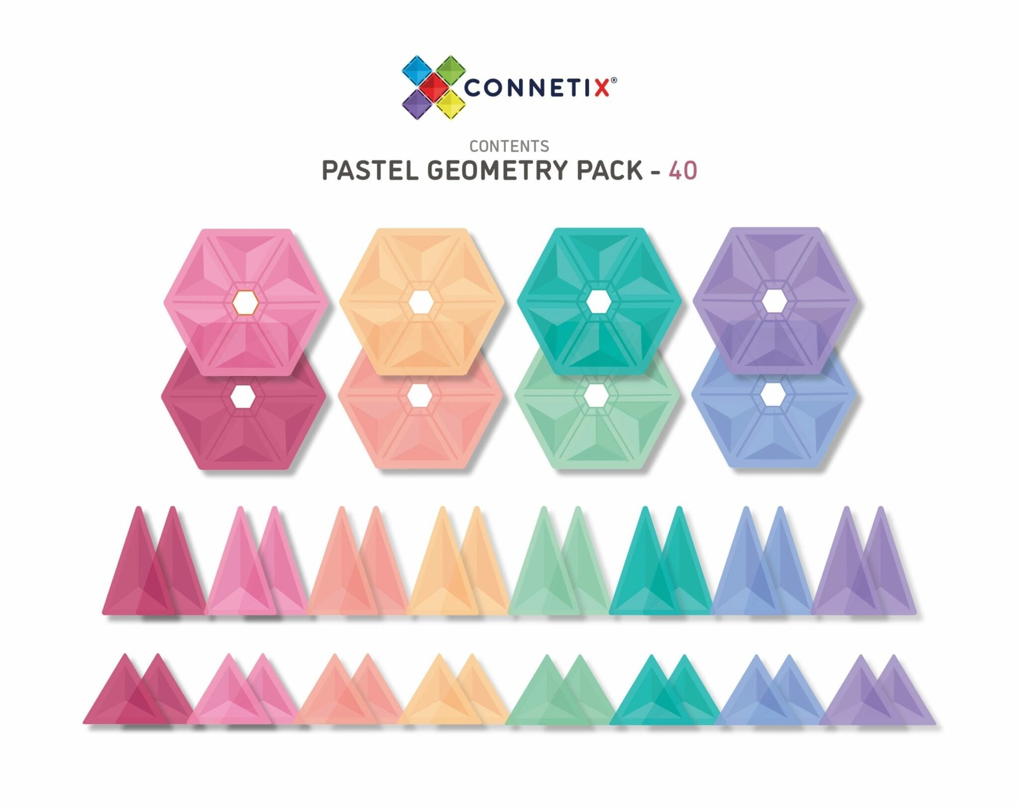 connetix - Magnetbausteine Pastel Geometry Pack 40-tlg.