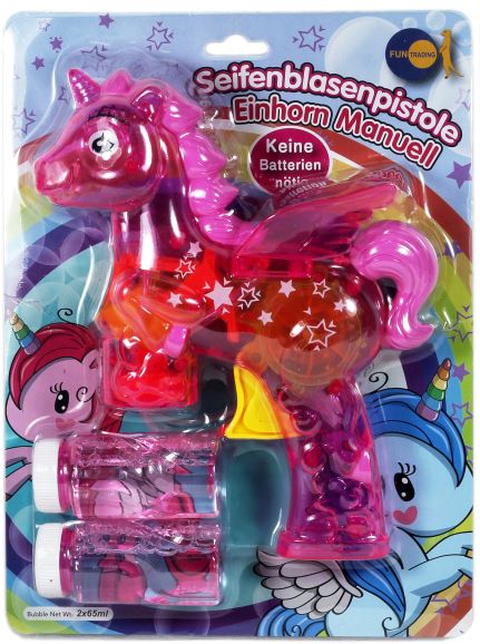 Fun Trading - Seifenblasenpistole "Einhorn" pink mit LED Licht