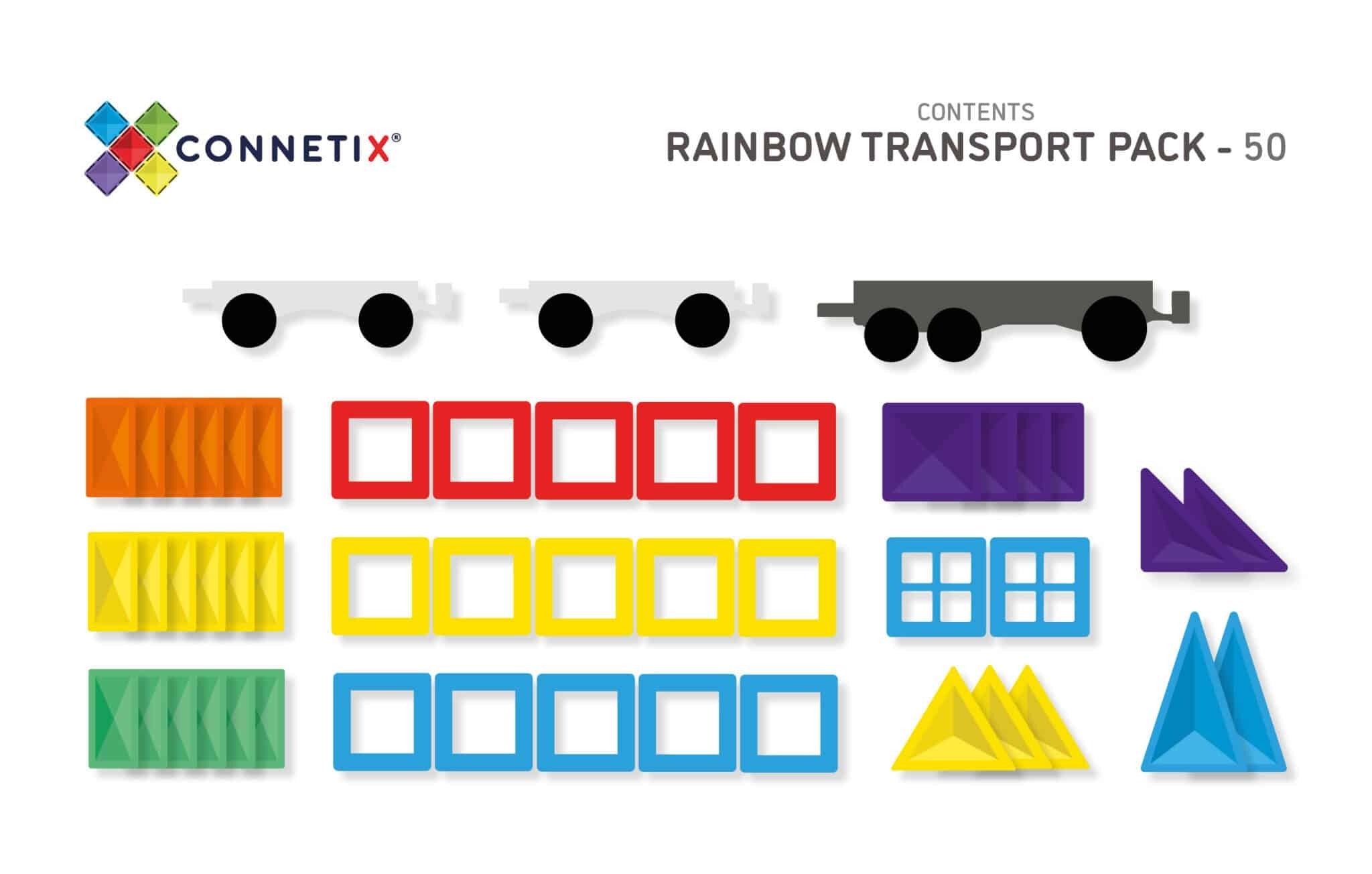connetix - Magnetbausteine Rainbow Fahrzeuge Pack 50-tlg.