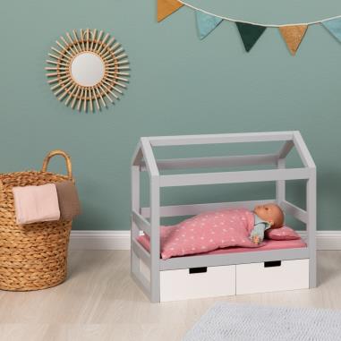 Musterkind - Puppen-Hausbett VIOLA grau/weiß
