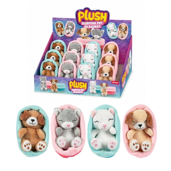 Toi-Toys - Schlafendes Haustier im Körbchen 13 cm