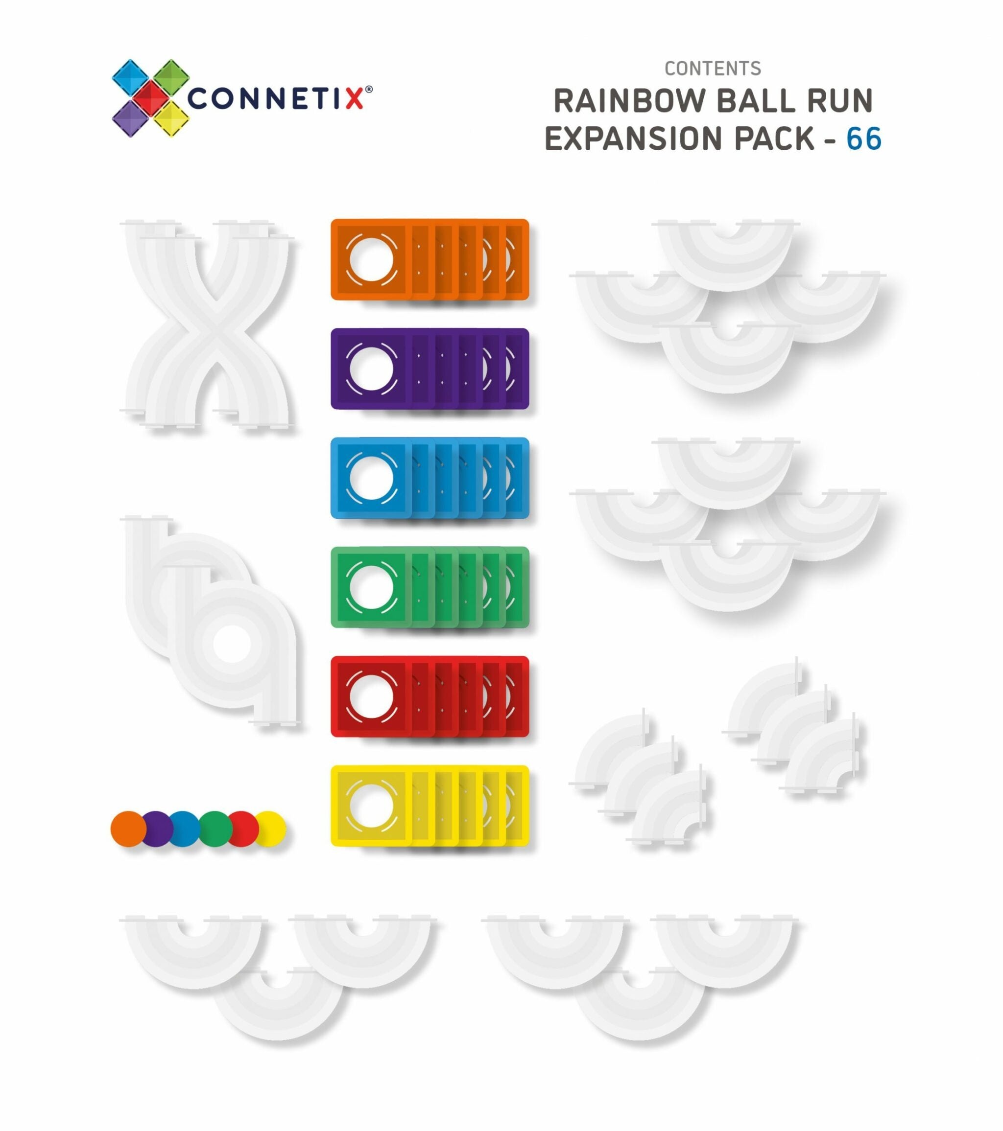 connetix - Magnetbausteine Rainbow Ball Run Erweiterung 66-tlg.