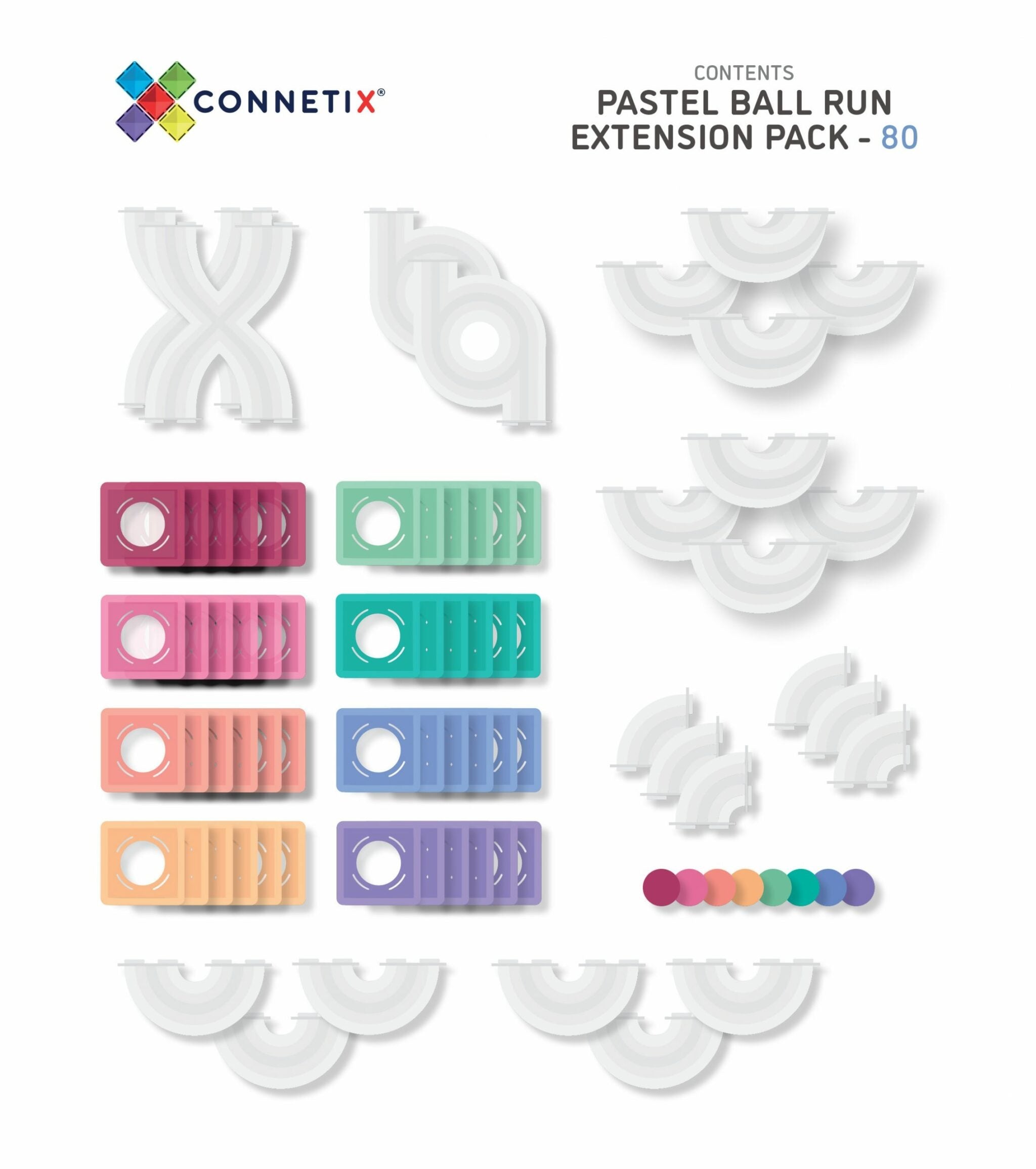 connetix - Magnetbausteine Pastel Ball Run Erweiterung 80-tlg.