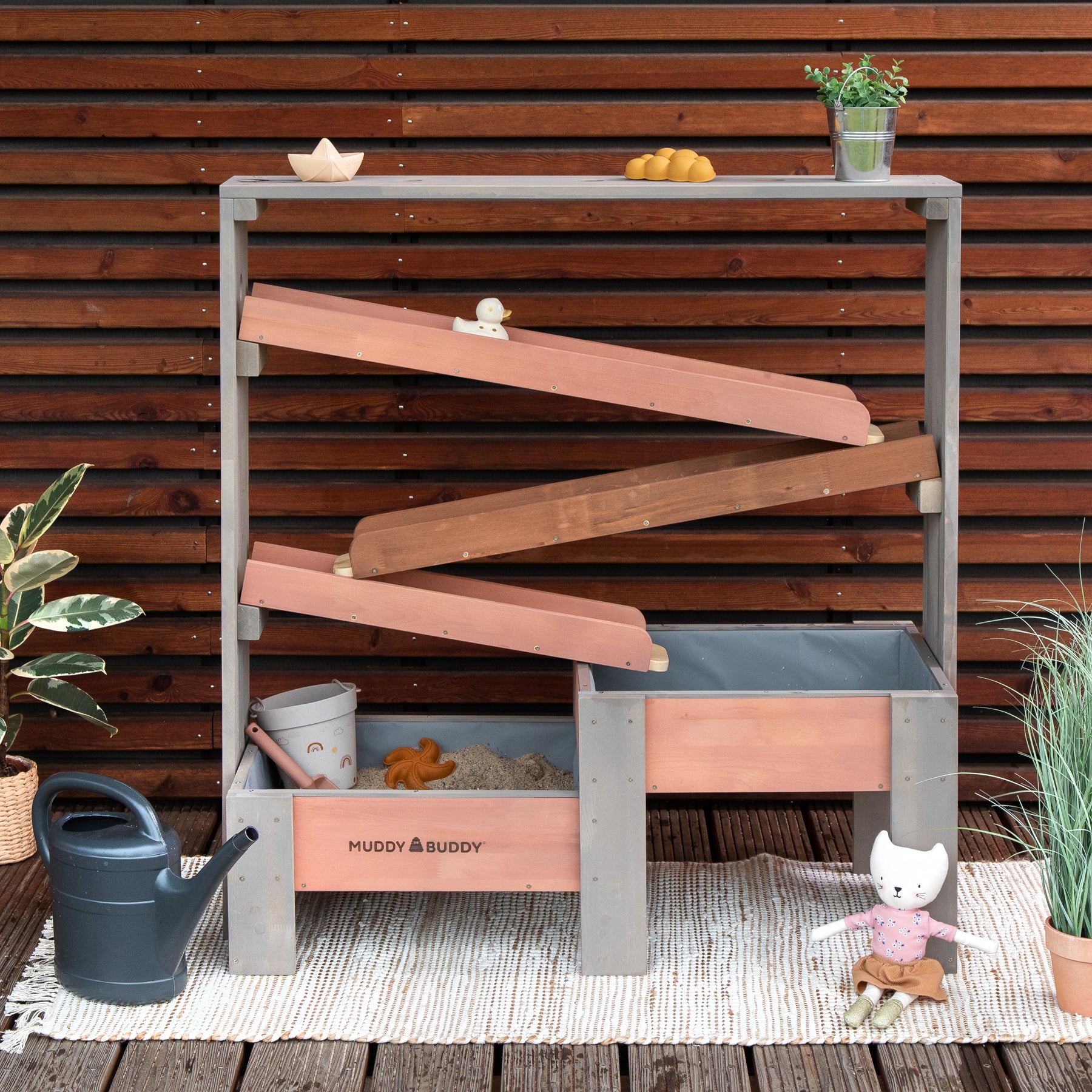 MUDDY BUDDY ® - Wasserbahn „Aqua Tower“ warmgrau-puderrosa
