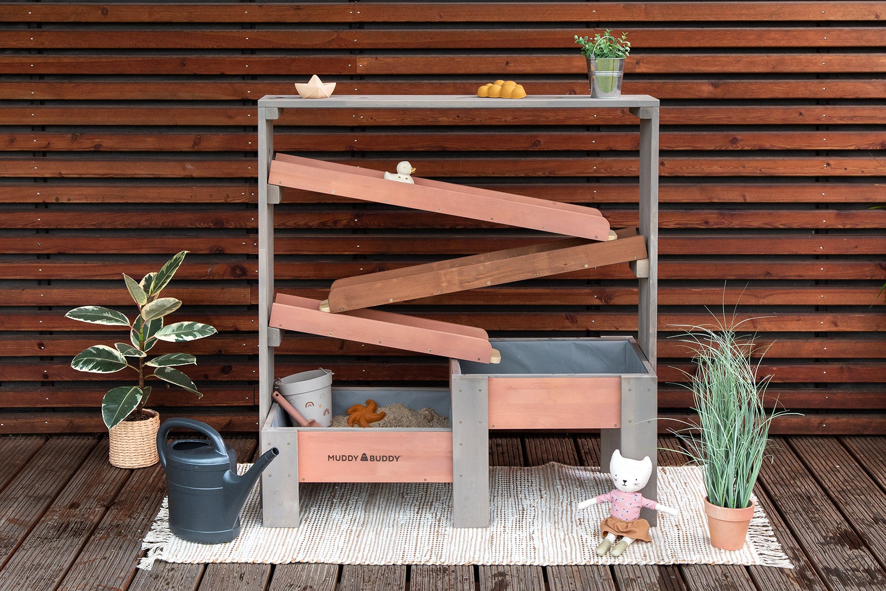 MUDDY BUDDY ® - Wasserbahn „Aqua Tower“ warmgrau-puderrosa