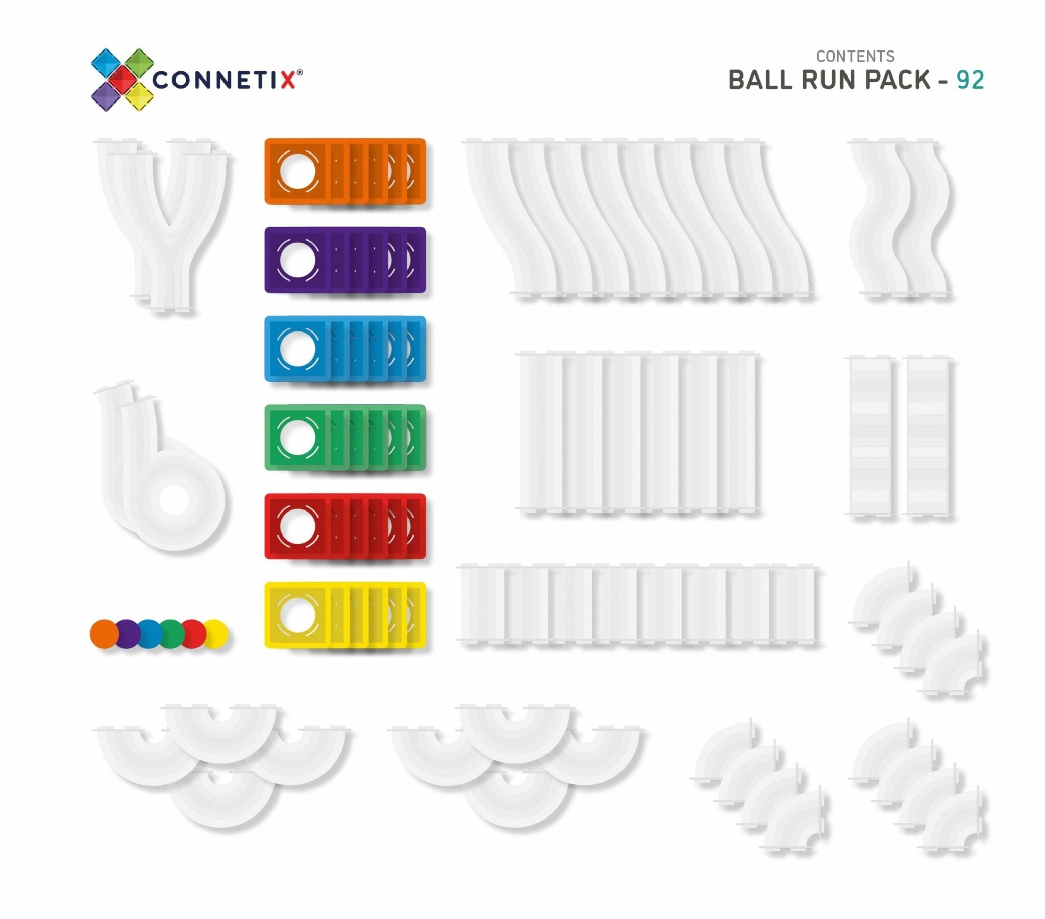 connetix - Magnetbausteine Rainbow Ball Run 92-tlg.