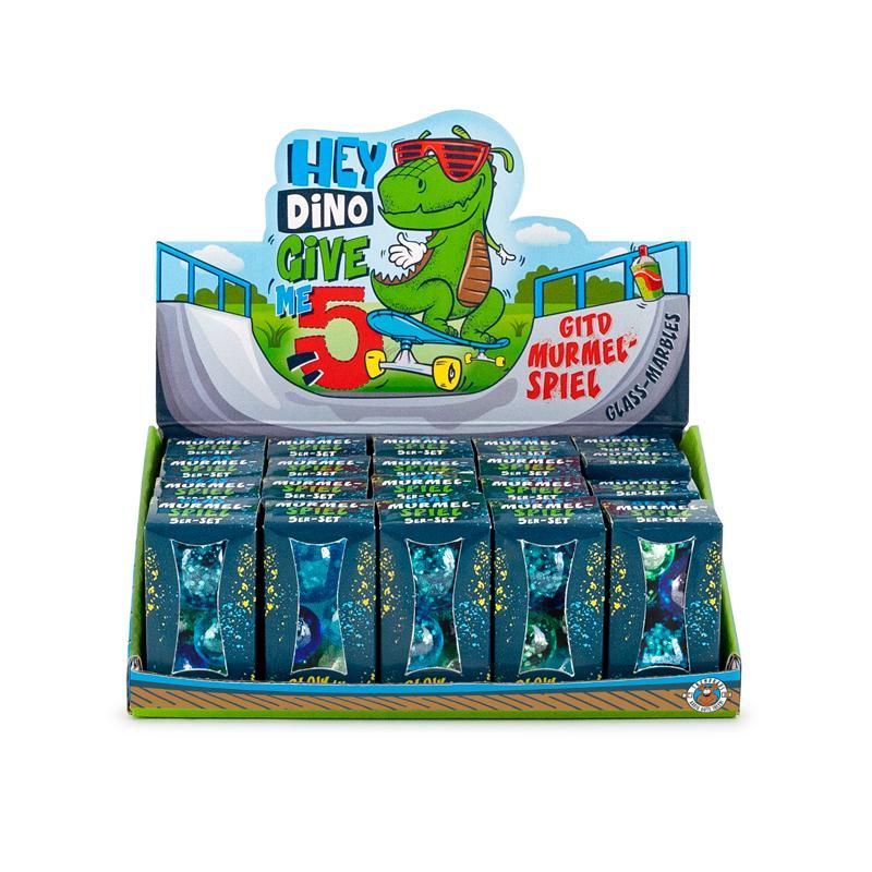 Trendhaus - HEY DINO Glasmurmelspiel 5er-Set