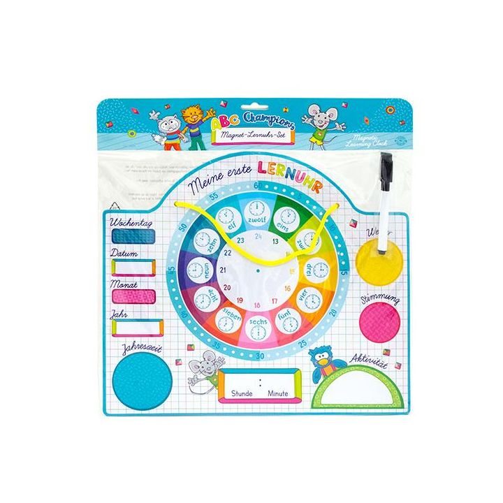Trendhaus - ABC CHAMPIONS Lernuhr-Set magnetisch