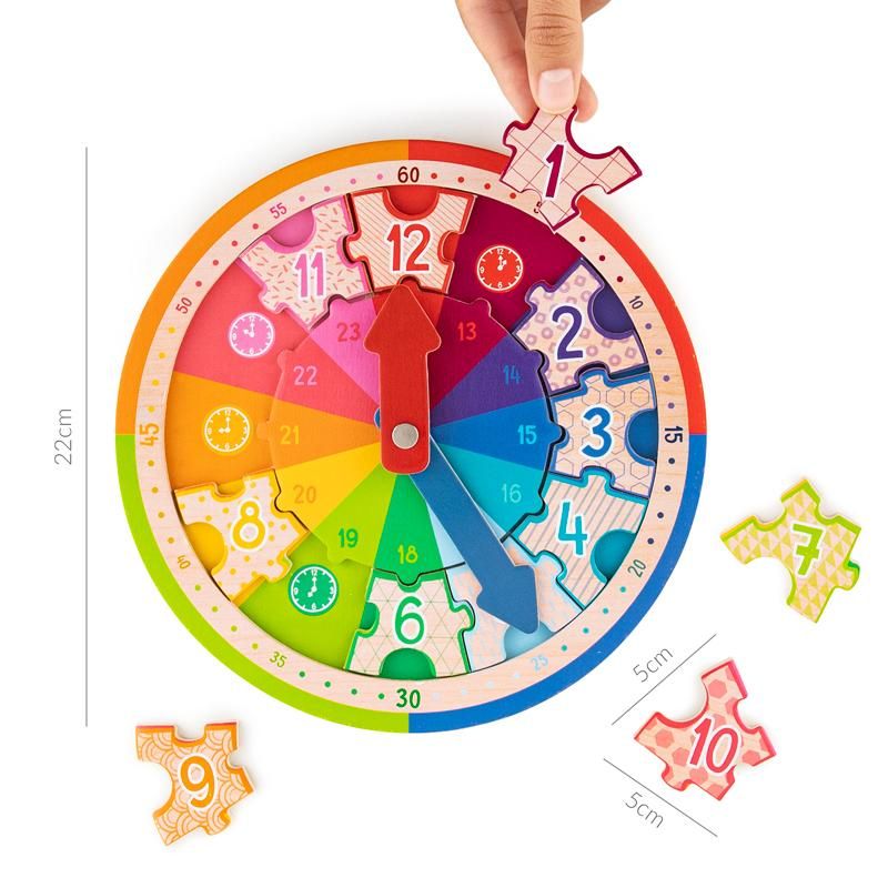Trendhaus - ABC CHAMPIONS Lernuhr Holzpuzzle
