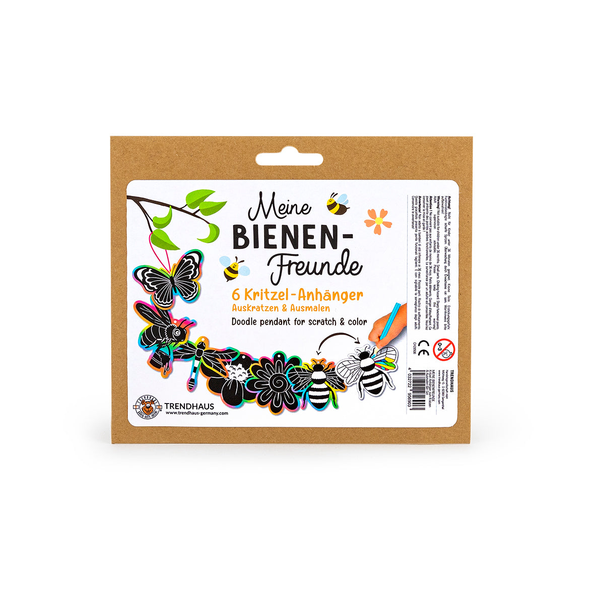 Trendhaus - MEINE BIENENFREUNDE Kritzel-Anhänger zum Kratzen & Ausmalen