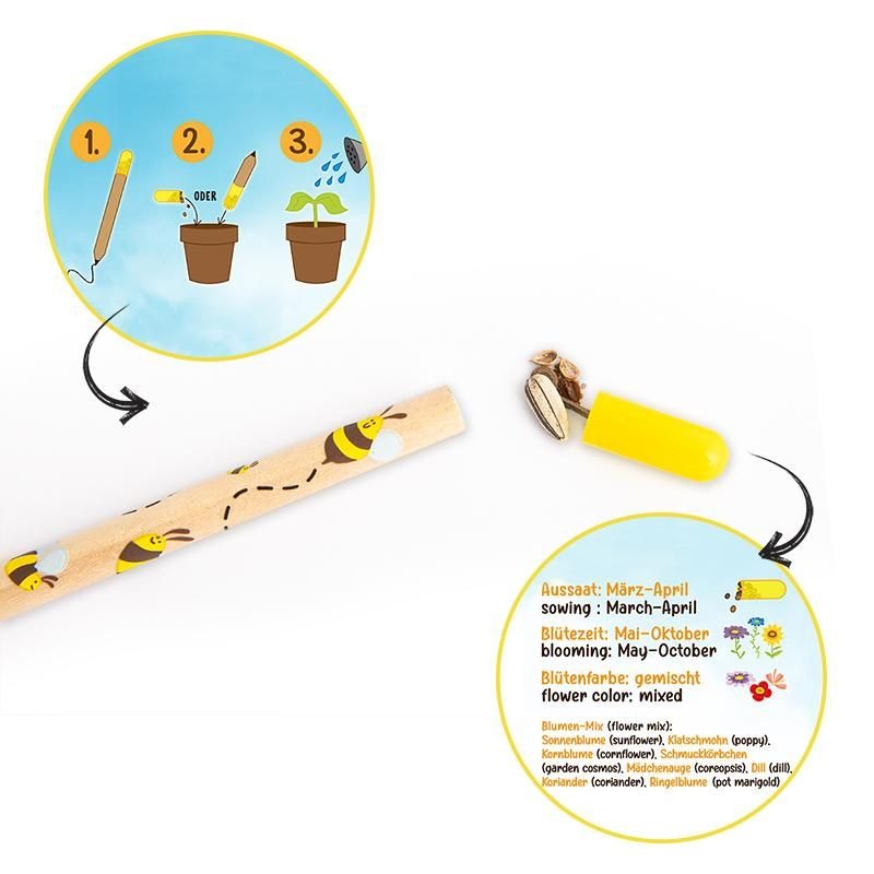 Trendhaus - MEINE BIENENFREUNDE Pflanz-Bleistift Blumenwiese