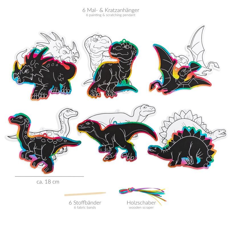 Trendhaus - HEY DINO Kritzelanhänger zum Kratzen & Ausmalen