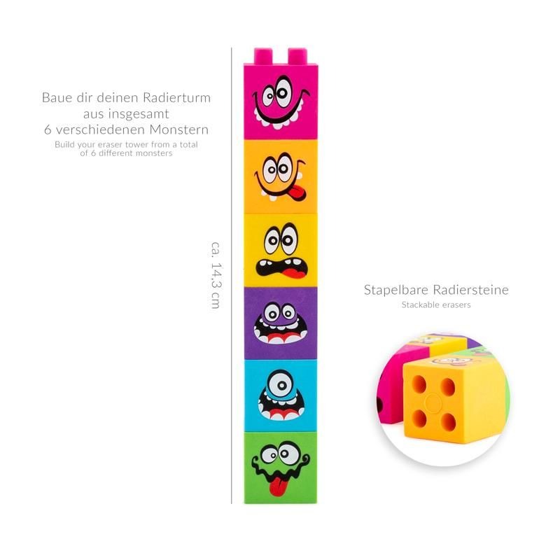 Trendhaus - LITTLE MONSTER Radierturm 3er-Set