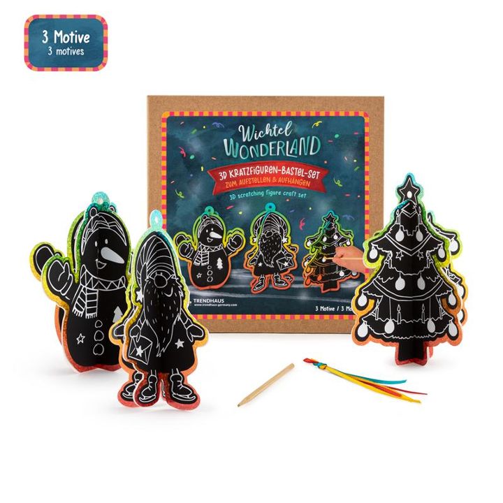Trendhaus - Wichtel 3D Kratzfiguren Bastelset