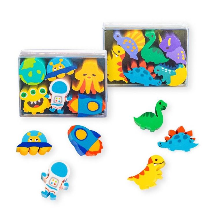 Trendhaus - Radierer Dino & Space Box 6er-Set