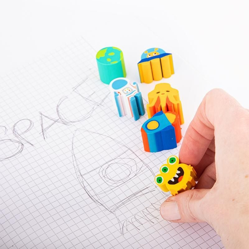 Trendhaus - Radierer Dino & Space Box 6er-Set