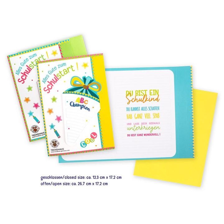 Trendhaus - ABC CHAMPIONS Glückwunschkarte "Alles Gute zum Schulstart"