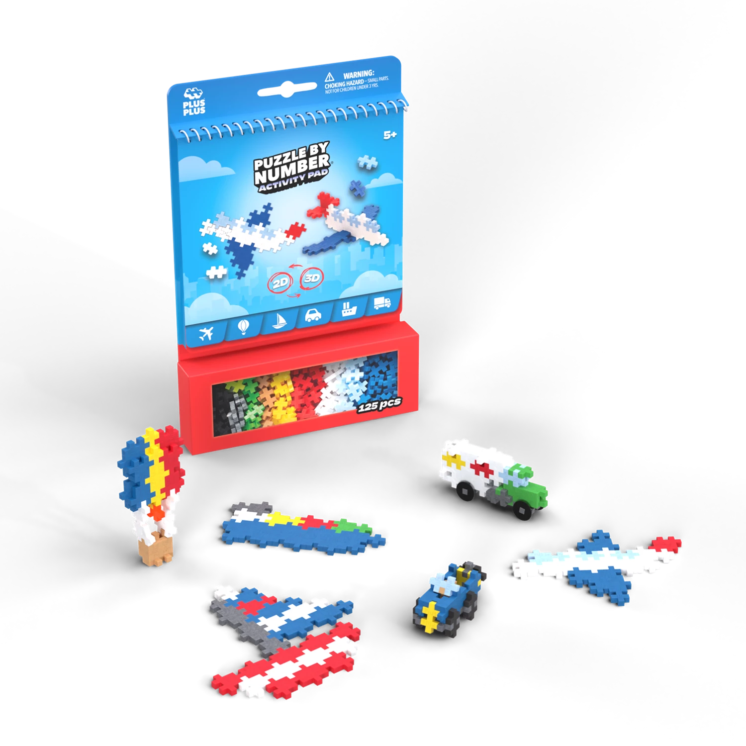 PLUS PLUS - Mini-Bausteine Puzzle Transport 125 Teile