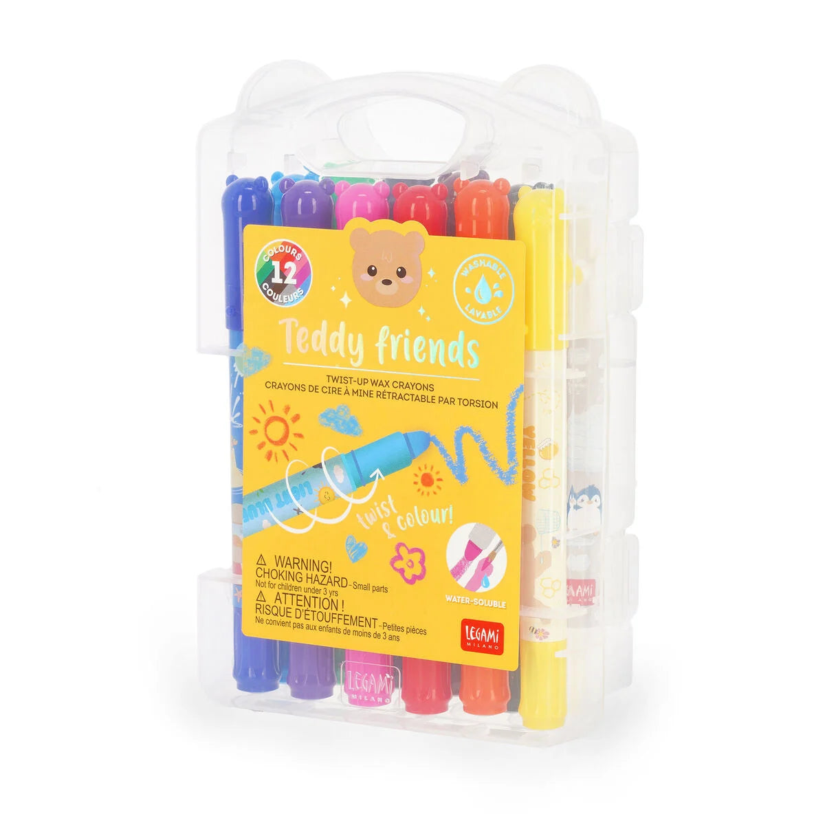 Legami - Wachsstiften zum Drehen 12 Stk. Teddy Friends