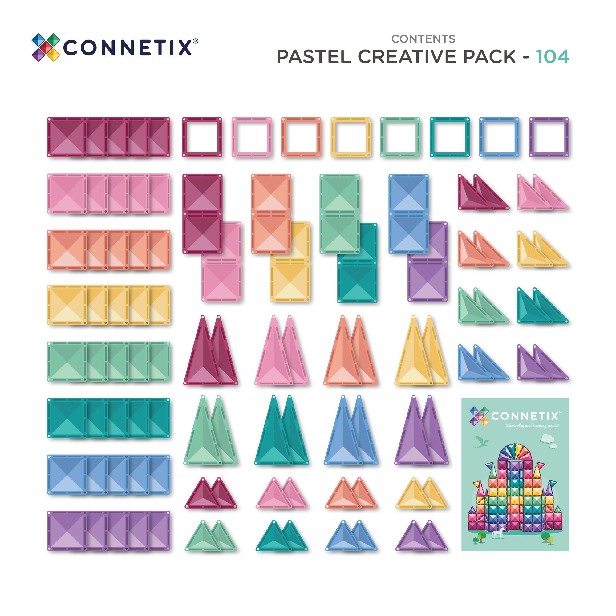 connetix - Magnetbausteine Pastel Creative Pack 104-tlg.