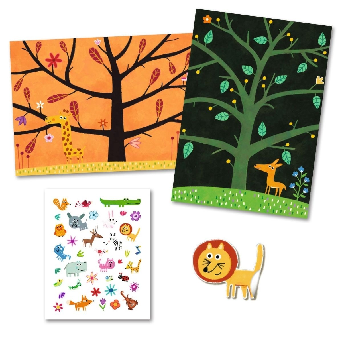 Djeco - Sticker: Tiere auf dem Baum