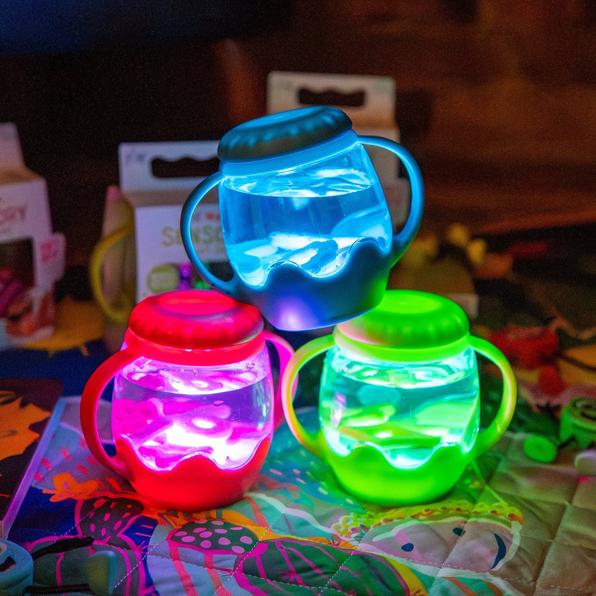 Glo Pals - Spielglas Mini Sensory Blau mit Inhalt