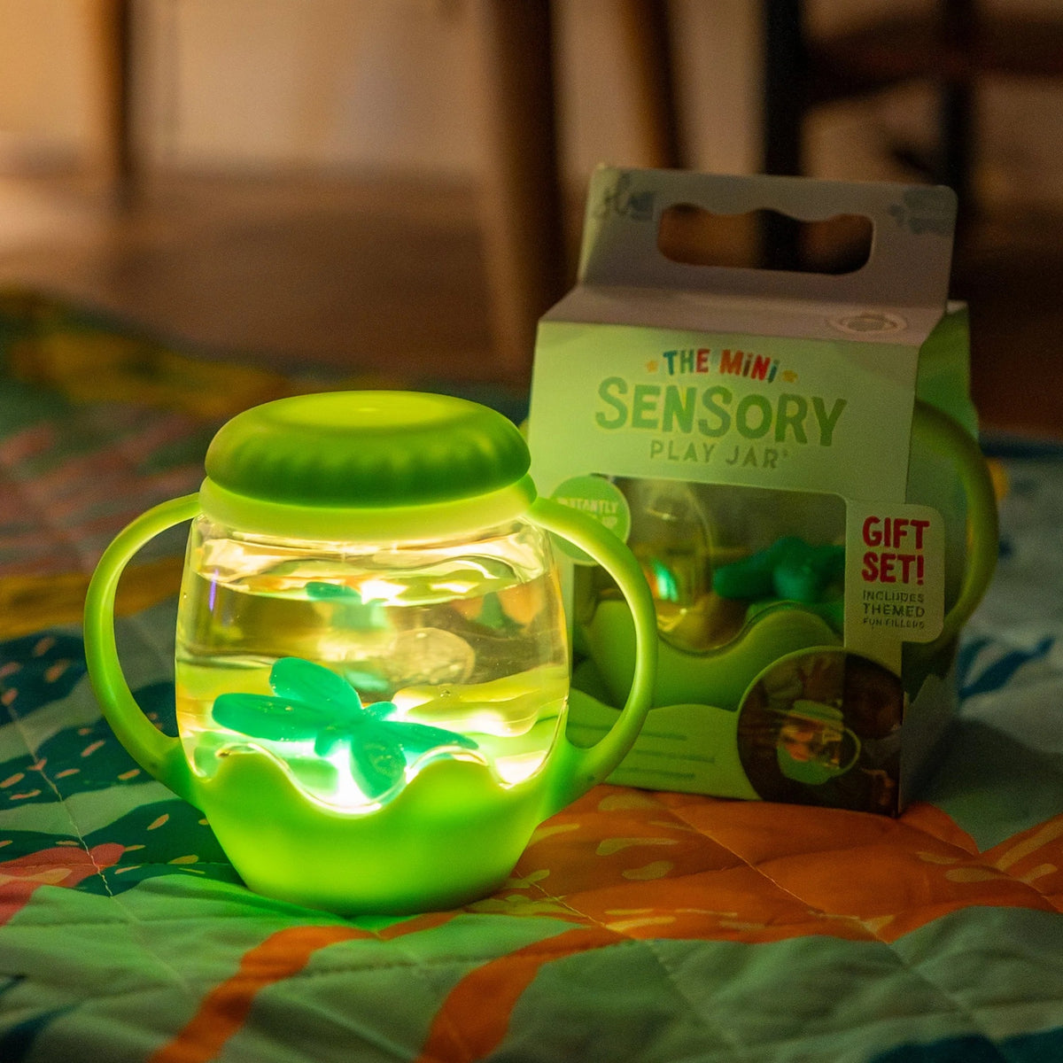 Glo Pals - Spielglas Mini Sensory Grün mit Inhalt