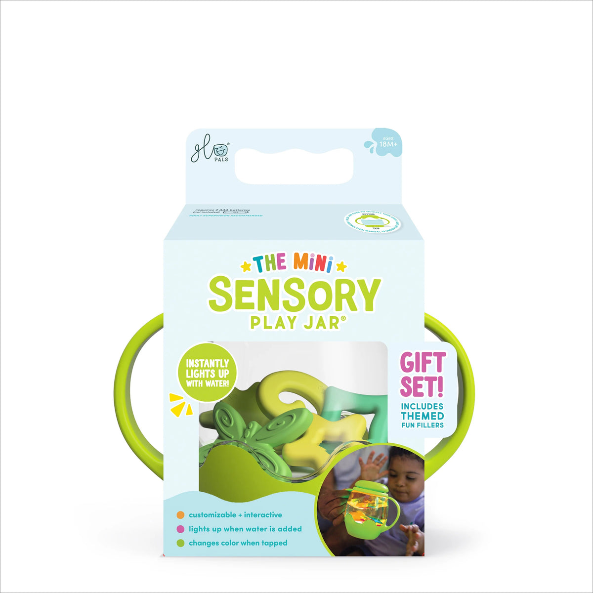 Glo Pals - Spielglas Mini Sensory Grün mit Inhalt
