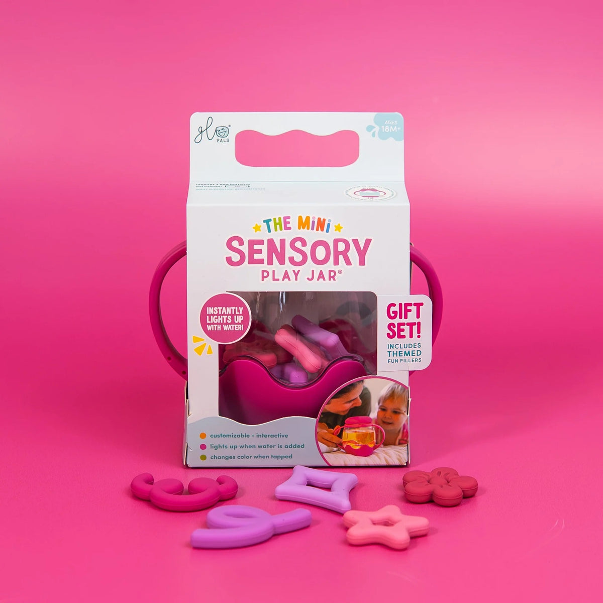 Glo Pals - Spielglas Mini Sensory Pink mit Inhalt