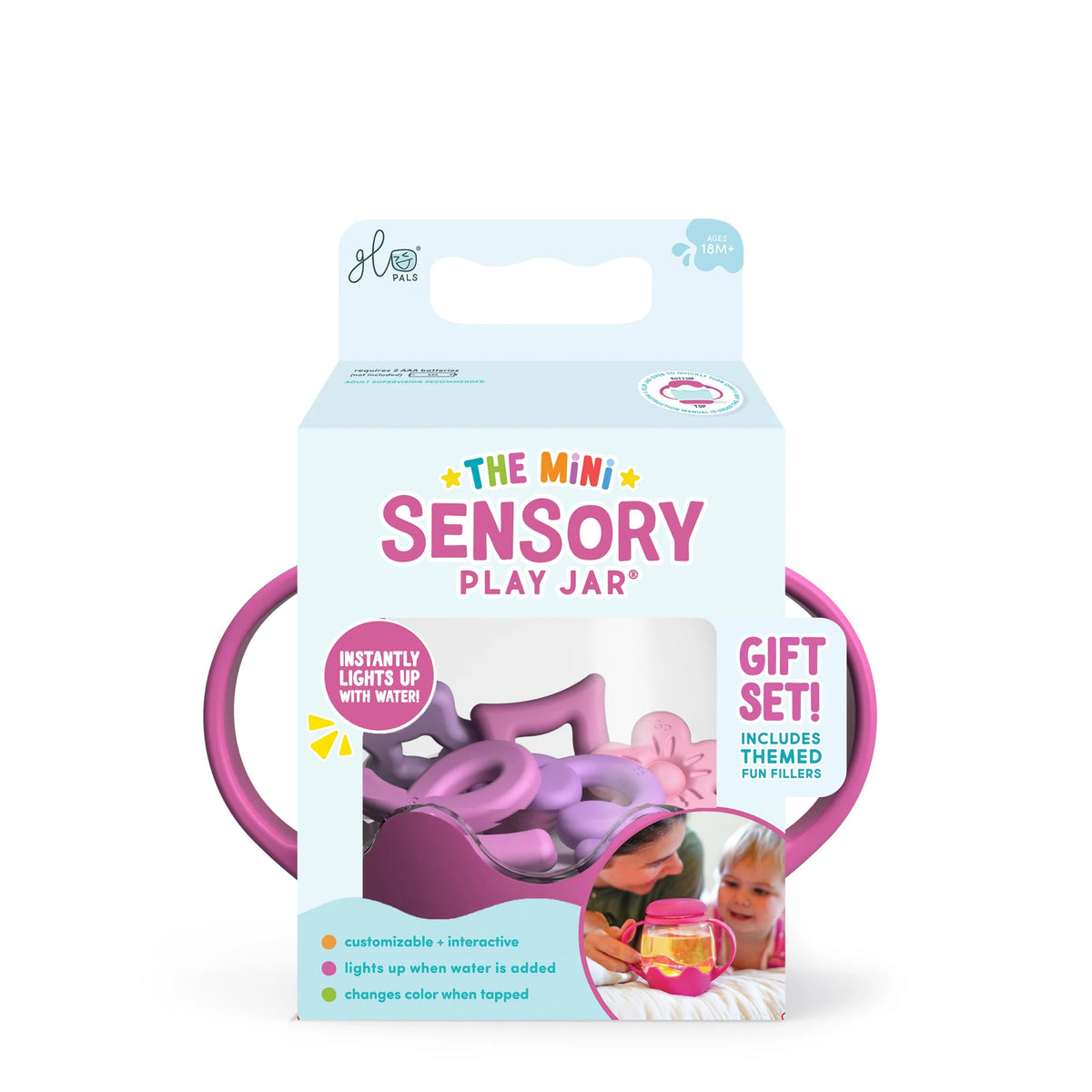 Glo Pals - Spielglas Mini Sensory Pink mit Inhalt