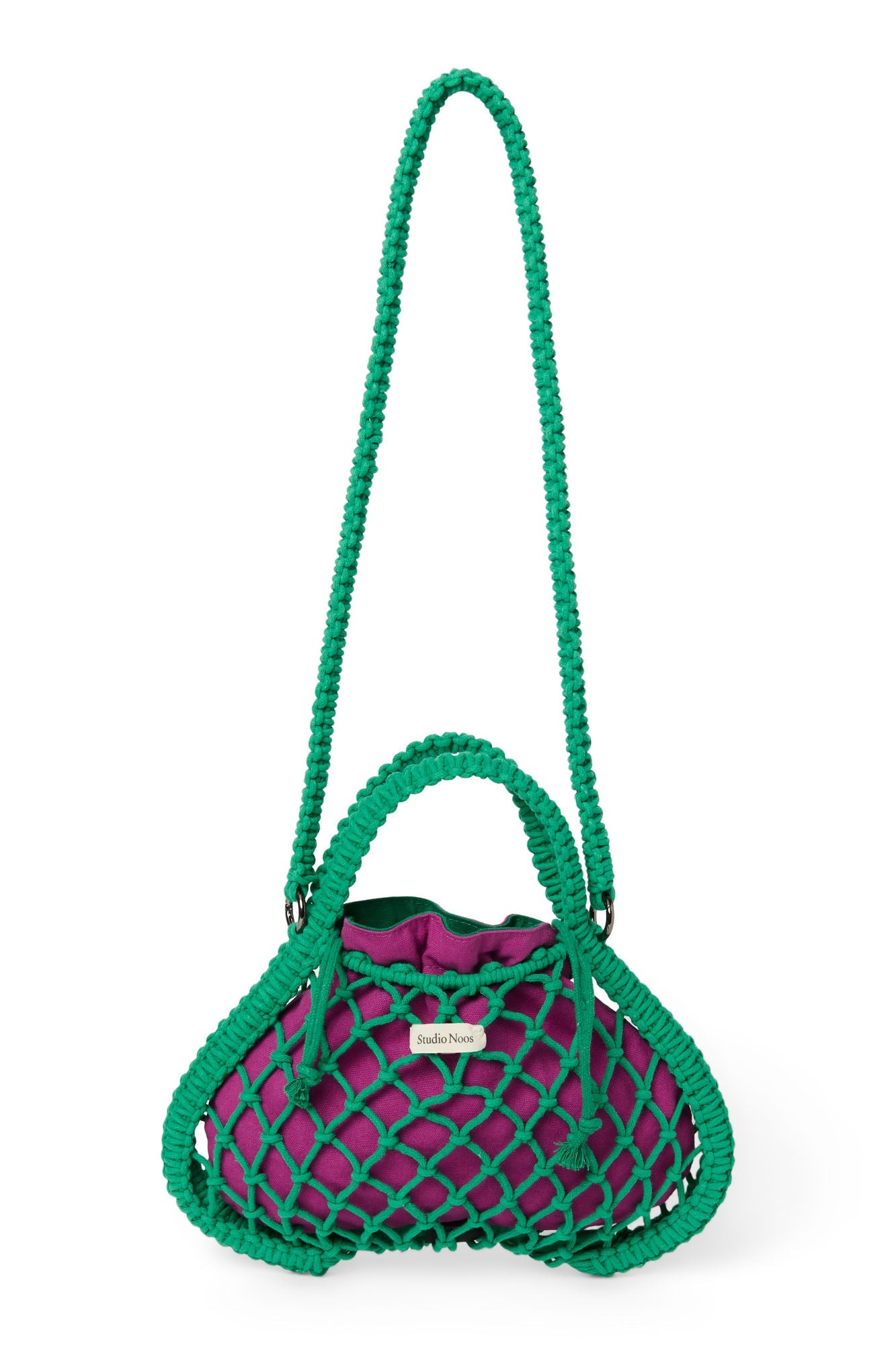 Studio Noos - Tasche Mini Macrame Grün mit Inlay Lila-Grün – Ansicht 5 von 5