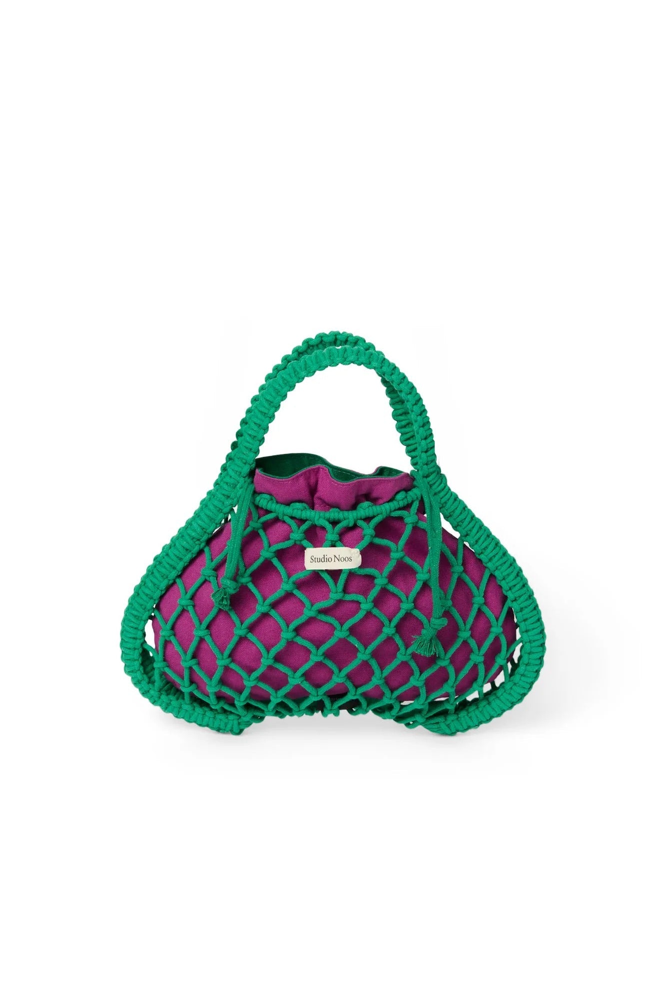 Studio Noos - Tasche Mini Macrame Grün mit Inlay Lila-Grün – Ansicht 3 von 5